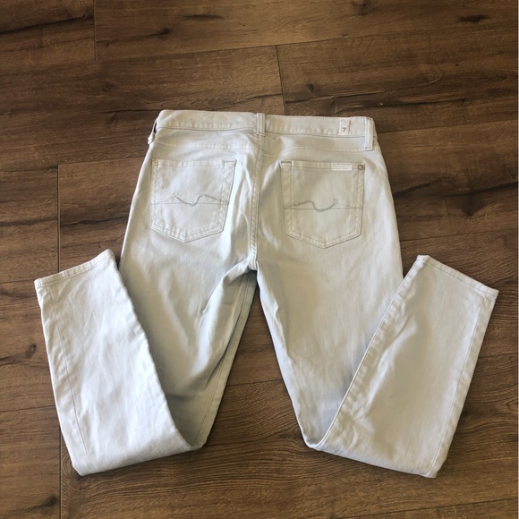 FOR ALL 7 MANKIND CROPPED SKINNY JEANS IN VERY LIGHT BLUE GRAY COLOUR SIZE 26 - Picture 4 of 8